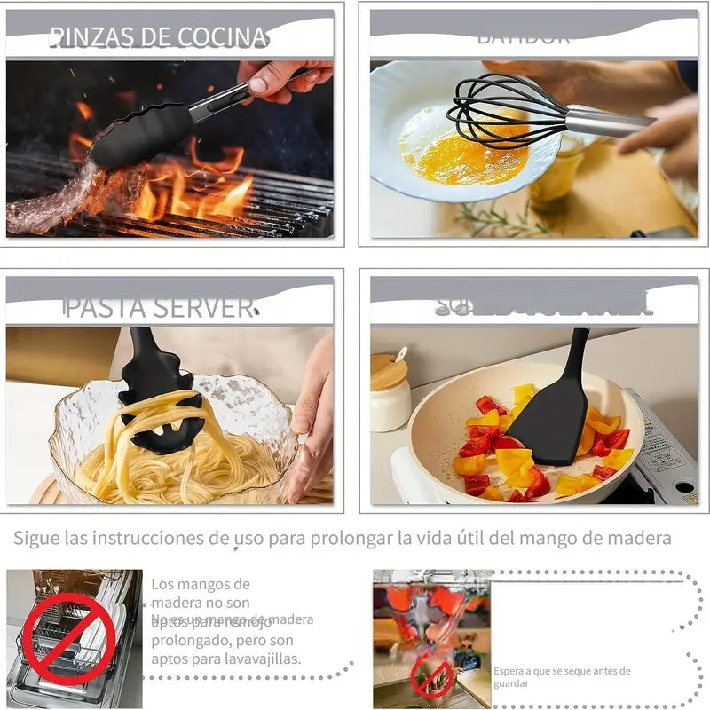 Juego de Utensilios de Cocina de Silicona de 44 Piezas