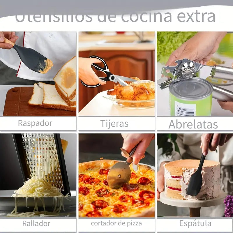 Juego de Utensilios de Cocina de Silicona de 44 Piezas