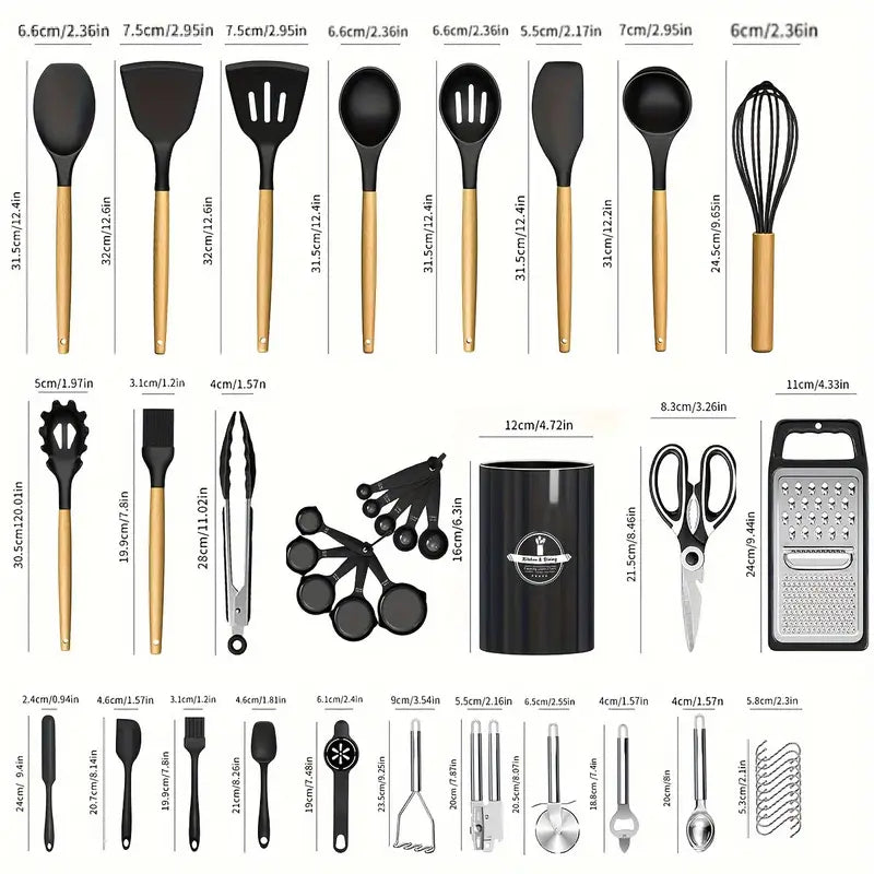 Juego de Utensilios de Cocina de Silicona de 44 Piezas
