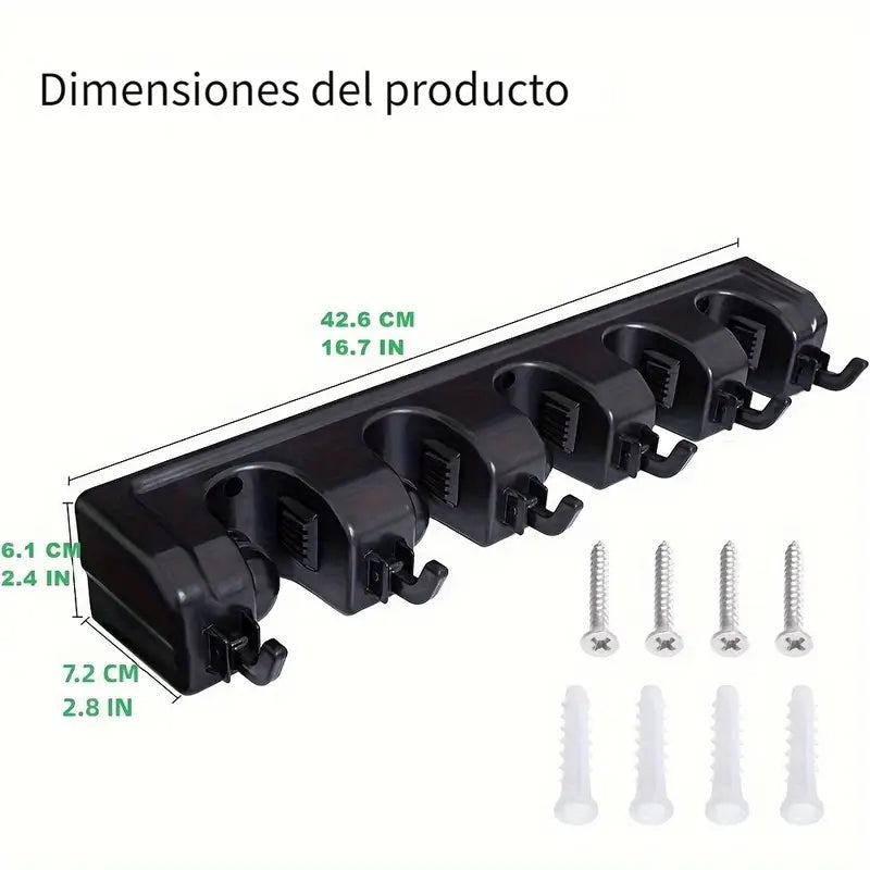 Soporte de escoba y trapeador de montaje en pared