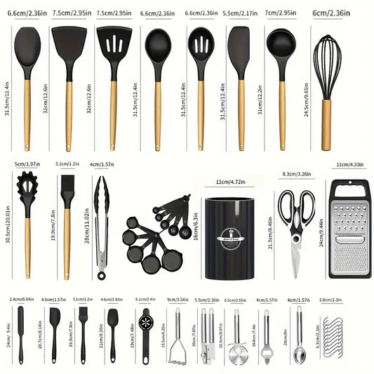 Juego de Utensilios de Cocina de Silicona de 44 Piezas